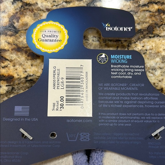 NWT Isotoner Light Blue Textured Slippers with Bow - Picture 4 of 6